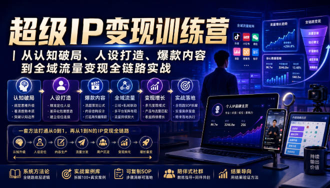 超级IP变现训练营｜从认知破局、人设打造、爆款内容到全域流量变现全链路实战-第一资源库