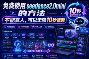 免费使用seedance2.0mini的方法,不能真人,可以无限10秒视频,9图+3音频参考-第一资源库