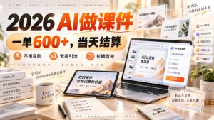 2026 AI做课件,一单600+,当天结算,不用露脸,无需引流,长期可做【揭秘】-第一资源库