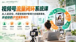 视频号流量闭环系统课,从人设定位、内容变现到IP影响力全链路落地,开启你的IP流量影响力-第一资源库