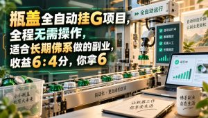 瓶盖全自动挂G项目,全程无需操作,适合长期佛系做的副业,收益6:4分,你拿6【揭秘】-第一资源库
