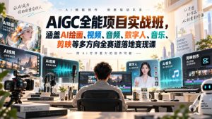 AIGC全能项目实战班-无水印,涵盖AI绘画、视频、音频、数字人、音乐、剪映等多方向全赛道落地变现课(更新)-第一资源库