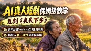 AI真人短剧保姆级教学,复刻《丧失下乡》,剧本分镜Seedance2.0生成视频,搞定人物一致性全流程实操-第一资源库