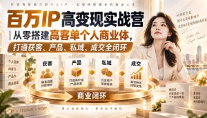 百万IP高变现实战营|从零搭建高客单个人商业体,打通获客、产品、私域、成交全闭环-第一资源库
