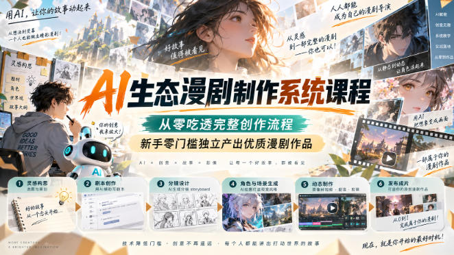 AI生态漫剧制作系统课程，从零吃透完整创作流程，新手零门槛独立产出优质漫剧作品-第一资源库