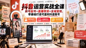 抖音运营实战全课|新号起号+直播带货+全域变现,零基础打造可盈利抖音账号-第一资源库