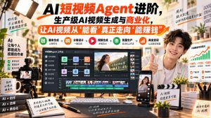 AI短视频Agent进阶,生产级AI视频生成与商业化,让AI视频从”能看”真正走向”能賺钱”-第一资源库