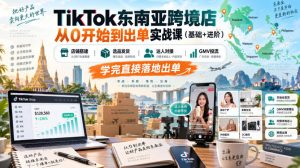 TikTok东南亚跨境店从0开始到出单实战课(基础+进阶),店铺搭建、选品发货、达人对接、GMV投流,学完直接落地出单-第一资源库