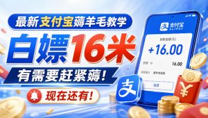 最新支付宝薅羊毛教学,白嫖16米,有需要赶紧薅,现在还有!-第一资源库