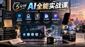 5分钟AI全能实战课|提示词高阶技巧+AI智能体+数字人+办公创作+短视频IP变现全教程-第一资源库