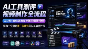AI工具测评视频制作全流程,从0到1教你做出高完播的爆款视频,做出一个稳定接广告賺钱的AI工具测评号-第一资源库