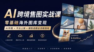 AI跨境售图实战课,零基础海外图库变现,AI作图+平台上架+爆款选图全流程落地-第一资源库
