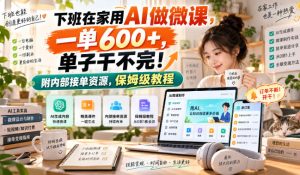 下班在家用AI做微课,一单600+,单子干不完!附内部接单资源,保姆级教程【揭秘】-第一资源库