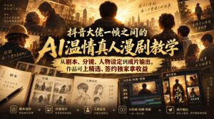 抖音大佬一帧之间的AI温情真人漫剧教学,从剧本、分镜、人物设定到成片输出,作品可上精选、签约独家拿收益-第一资源库