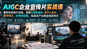 AIGC企业宣传片实战课,重构传统制片流程,掌握大模型编导、数字人制作、美学镜头、AI特效后期,低成本产出商业级宣传片-第一资源库