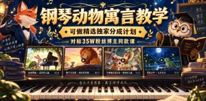 钢琴动物寓言教学,可做精选独家分成计划,对标35W粉丝博主同款课-第一资源库