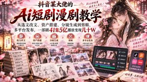抖音某大佬的Ai短剧漫剧教学,从选文改文、资产搭建、分镜生成到剪辑、多平台发布,一部剧41集5亿播放变现几十W-第一资源库