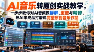 AI音乐转原创实战教学,一步步教你对AI音频做拆解、重塑与精修,把AI半成品打磨成完整原创音乐作品-第一资源库