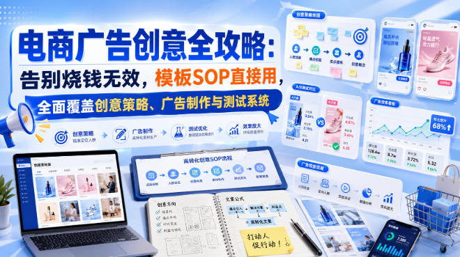 电商广告创意全攻略：告别烧钱无效，模板SOP直接用，全面覆盖创意策略、广告制作与测试系统【原创双语字幕】-第一资源库
