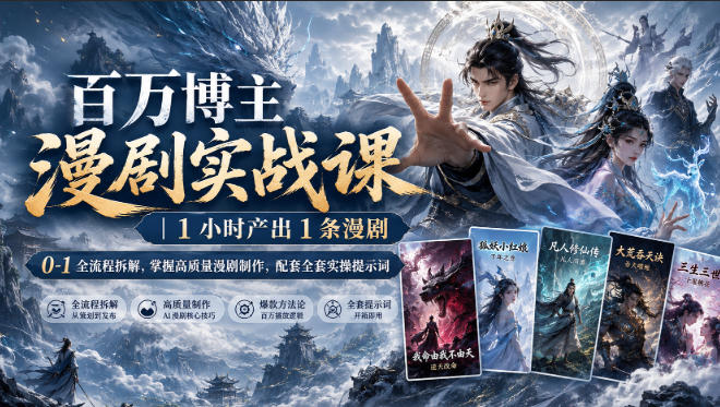 百万博主漫剧实战课｜1小时产出1条漫剧，0‑1全流程拆解，掌握高质量漫剧制作，配套全套实操提示词-第一资源库