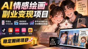 AI情感绘画副业变现项目|零基础手机实操,情感搞笑短视频制作,多平台流量分成轻松賺副业收益-第一资源库