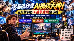 零基础秒变AI视频大神!电影级制作+接单变现全攻略,模板直接抄,无需任何技术经验!【原创双语字幕】-第一资源库