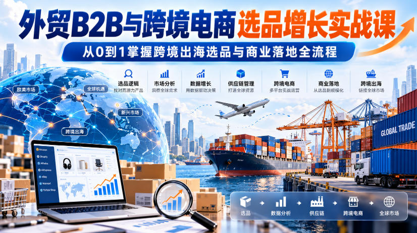 外贸B2B与跨境电商选品增长实战课，从0到1掌握跨境出海选品与商业落地全流程-第一资源库