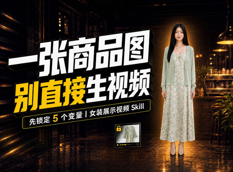 女装AI视频总翻车？问题不在提示词，女装展示视频Skill先锁定5个变量！-第一资源库