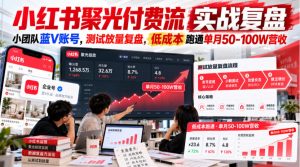 小红书聚光付费流实战复盘|小团队蓝V账号,测试放量复盘,低成本跑通单月50‑100W营收【文档】-第一资源库