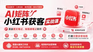 AI矩阵小红书获客实战课,覆盖图文笔记、短视频笔记制作,打通完整获客链路,搭建AI提效工作流,实现矩阵账号稳定引流获客-第一资源库
