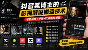 抖音某博主的影视解说搬运技术,手机操作,手法+软件模板搭配-第一资源库