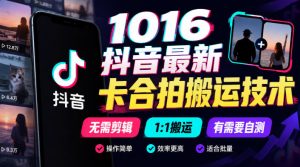 1016抖音最新卡合拍搬运技术，无需剪辑1:1搬运，有需要自测-第一资源库