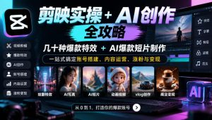 剪映实操+AI创作全攻略｜几十种爆款特效+AI爆款短片制作，一站式搞定账号搭建、内容运营、涨粉与变现-第一资源库