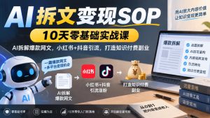 AI拆文变现SOP｜10天零基础实战课，AI拆解爆款网文，小红书+抖音引流，打造知识付费副业-第一资源库