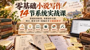 零基础小说写作14节系统实战课,搭建故事框架,积累创作灵感,网文、剧本写作+投稿出书全链路教学-第一资源库