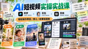 AI短视频实操实战课,即梦+豆包+剪映,轻松制作带货/育儿/故事短视频-第一资源库