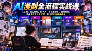 AI漫剧全流程实战课,文生图、图生视频、数字人、小说改剧本、后期剪辑,掌握漫剧工业化流程,做出可交付接单成片-第一资源库