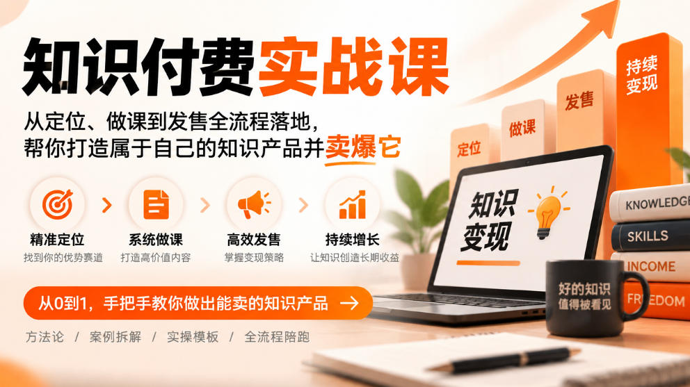 知识付费实战课：从定位、做课到发售全流程落地，帮你打造属于自己的知识产品并卖爆它-第一资源库
