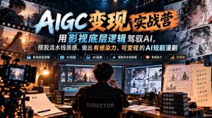 AIGC变现实战营,用影视底层逻辑驾驭AI,摆脱流水线质感,做出有感染力、可变现的AI短剧漫剧-第一资源库