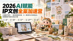 2026AI赋能ip文创全案加速营,AI赋能IP创作,一套流程搞定形象、VI、素材库与文创商业化,搭建整套IP视觉与商业方案-第一资源库