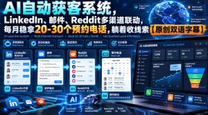 【无水印】AI自动获客系统，LinkedIn、邮件、Reddit多渠道联动，每月稳拿20-30个预约电话，躺着收线索【原创双语字幕】-第一资源库