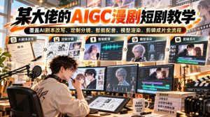 某大佬的AIGC漫剧短剧教学,覆盖AI剧本改写、定制分镜、智能配音、模型渲染、剪辑成片全流程-第一资源库