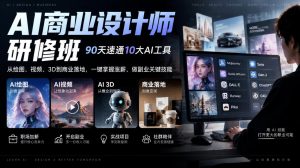 AI商业设计师研修班，90天速通10大AI工具，从绘图、视频、3D到商业落地，一键掌握涨薪、做副业关键技能-第一资源库