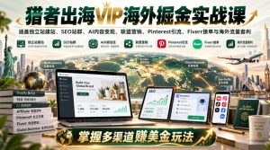猎者出海VIP海外掘金实战课:涵盖独立站、SEO站群、AI变现、联盟营销、Pinterest引流、Fiverr接单与海外流量套利,掌握多渠道賺美金玩法-第一资源库