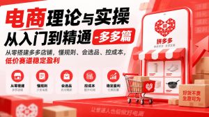 电商理论与实操从入门到精通-多多篇,从零搭建多多店铺,懂规则、会选品、控成本,低价赛道稳定盈利-第一资源库