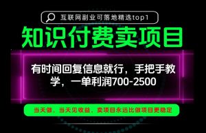 一单利润700-2.5k,有时间回信息就行,手把手带你做知识付费卖项目!一天稳定2-3单!【揭秘】-第一资源库